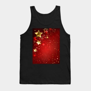 Gold Stars on a Red Background Tank Top